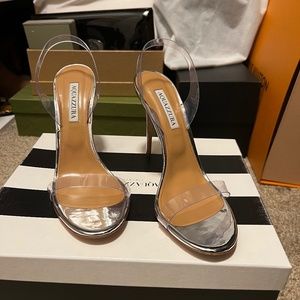 AQUAZZURA NUDE PLEXI SANDAL